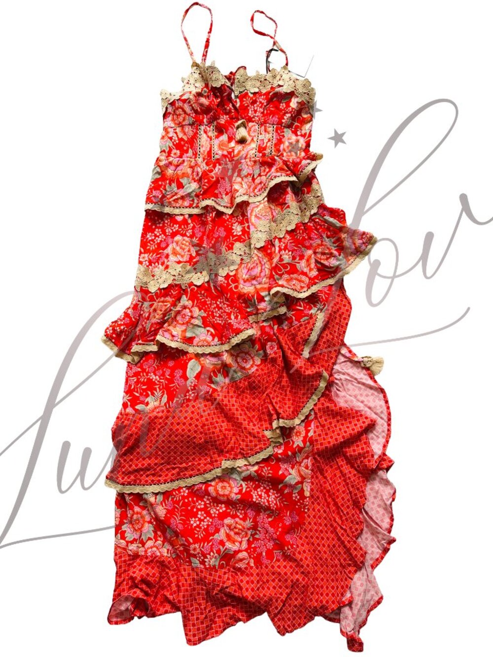 SPELL x Free People Full Bloom Ruffle Soirée Dress (size M) NWT - Picture 3 of 13